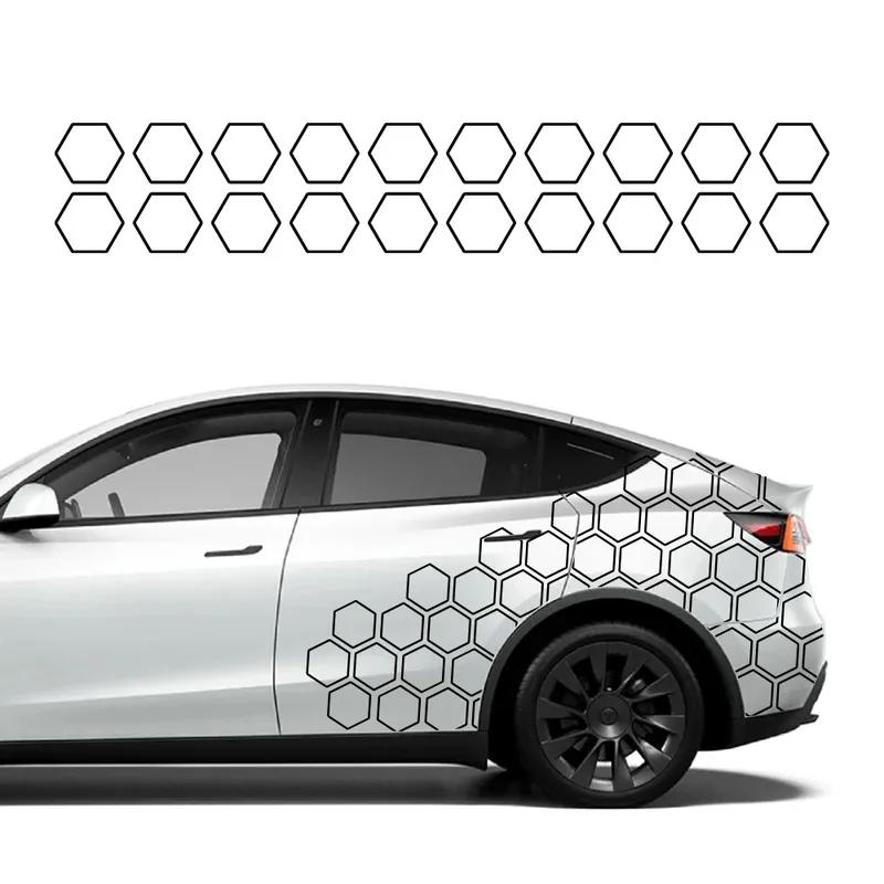 Creative Honeycomb Open Styling Sticker For Tesla Model 3 2016-2024 Highland Model Y X S Car Body Side Sticker Tuning Decoration
