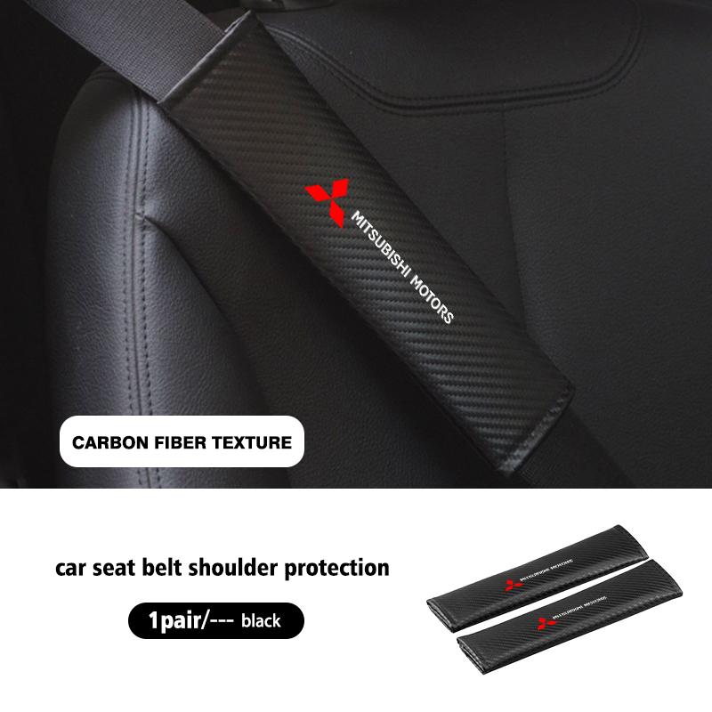 For Mitsubishi 1/2PCS Car Seat Belt Cover Seatbelt Shoulder Pad Cushions Outlander Lancer L200 ASX Pajero Grandis Eclipse