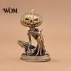 Wear Resistant Brass Craft Solid Pumpkin Monsters Figurine, Distressed Statue, Vintage Skeleton Compact Desk Ornaments Sculpture for Halloween