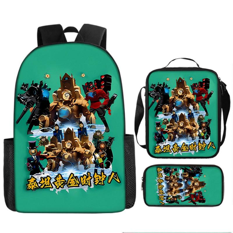 Skibidi Toilet Titan Drill Man Backpack Kids Ages 10-12 Oxford Fabric School Bag With Air-Cushion Straps Trendy Printed