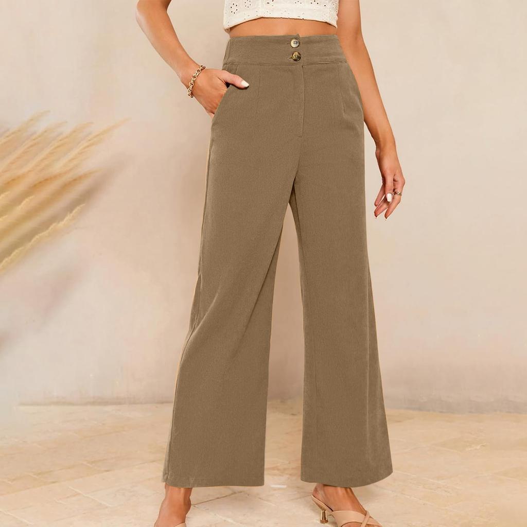 Женские вельветовые брюки, повседневные женские однотонные вельветовые свободные прямые брюки