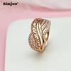SIMJOO Fashionable Copper Inlaid Zircon Ring Simple Design Hollow Pattern for Ladies Ring
