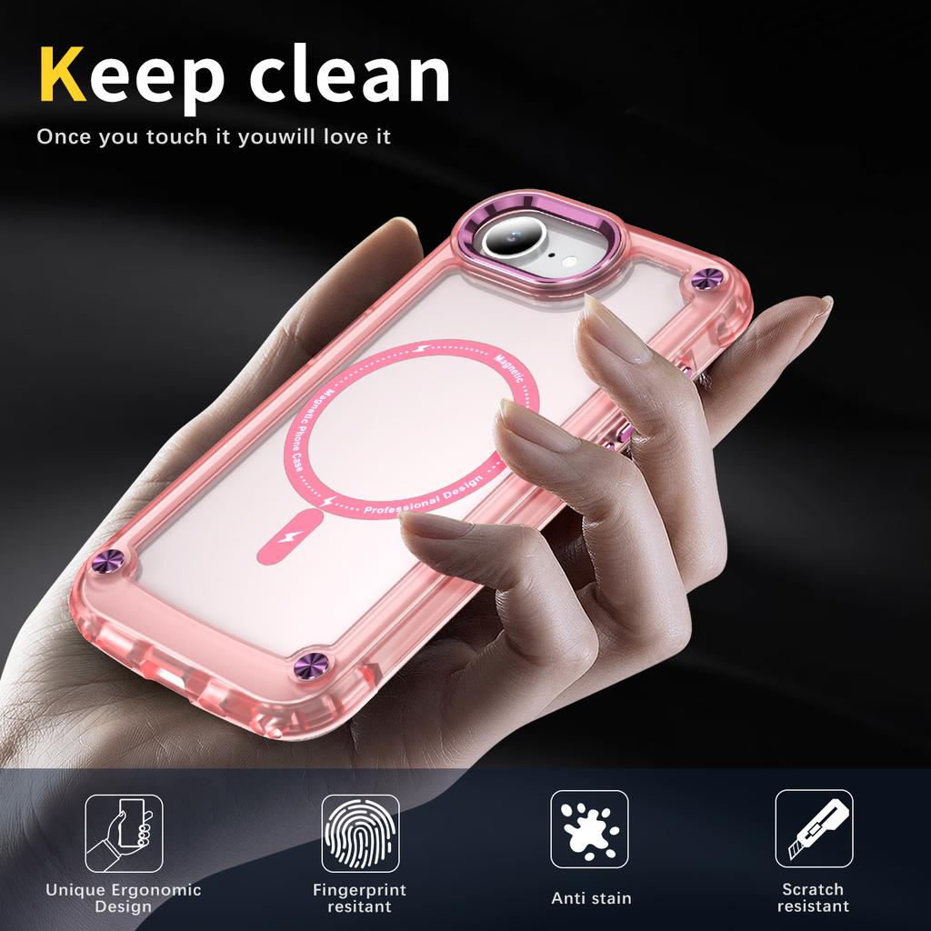 For iPhone 16e Case Magnetic Skin Touch TPU+PC Phone Cover