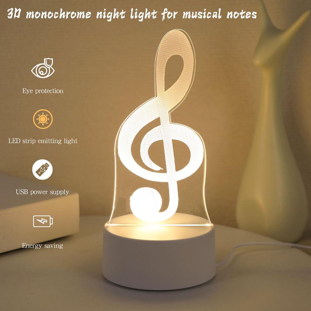 USB 3D ночники в форме ноты, коллекционные светильники для музыкантов, светильники для украшения спальни, вечеринки и праздников, светильники в подарок другу.