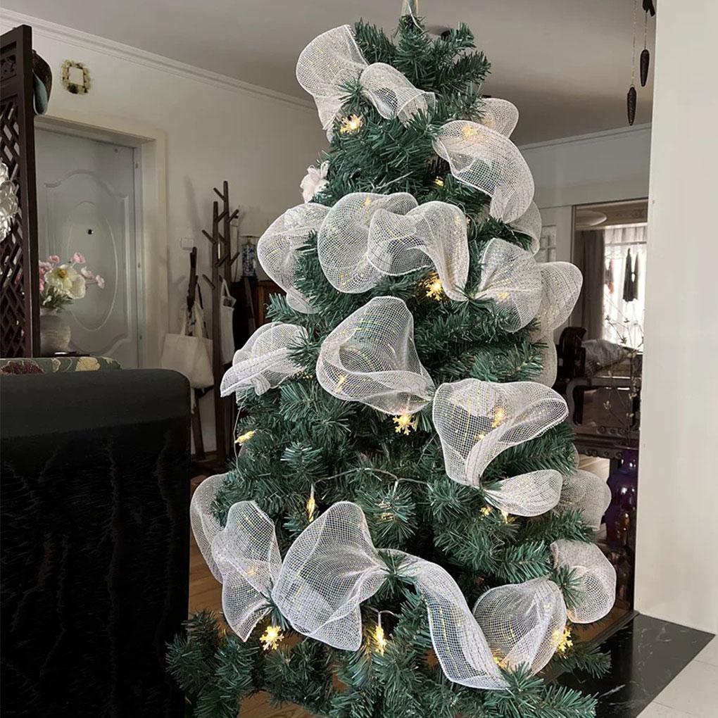 Лента для рождественской елки Белая сетчатая лента для венков Белая лента для рождественской елки Рождественский декор