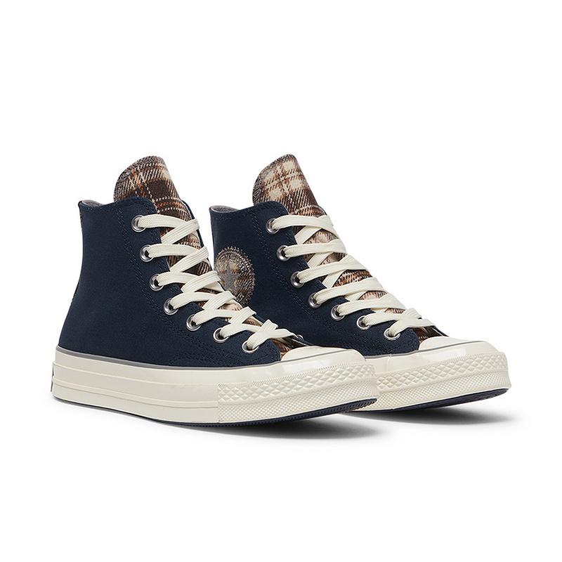 Converse Chuck 70 High Canvas & Plaid - Obsidian женские кроссовки Blue Egret Classic-Grey A12453C