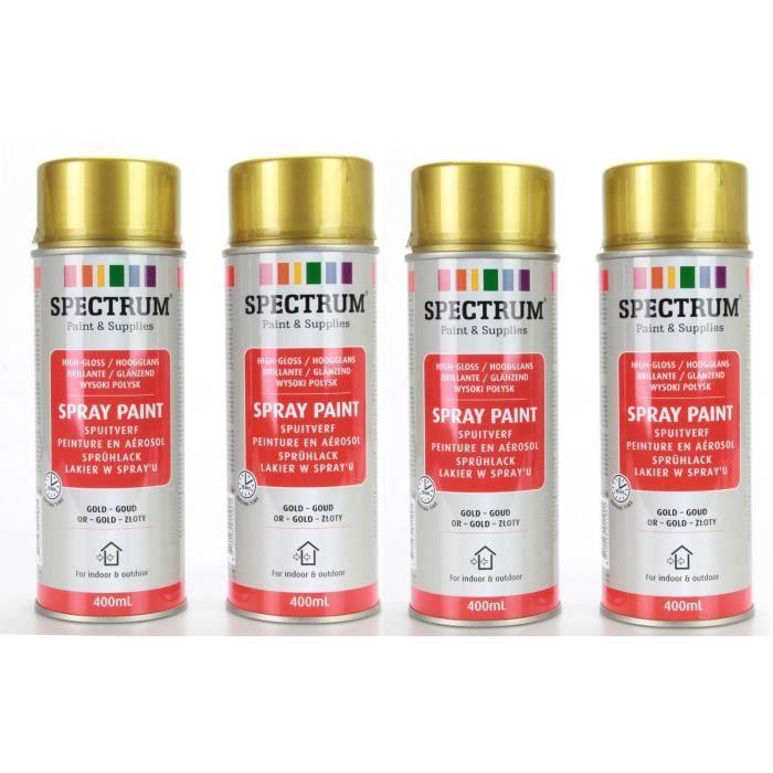 Peinture en Aérosol - SPECTRUM - Lot de 4 - 400ml - Séchage rapide - Brillant