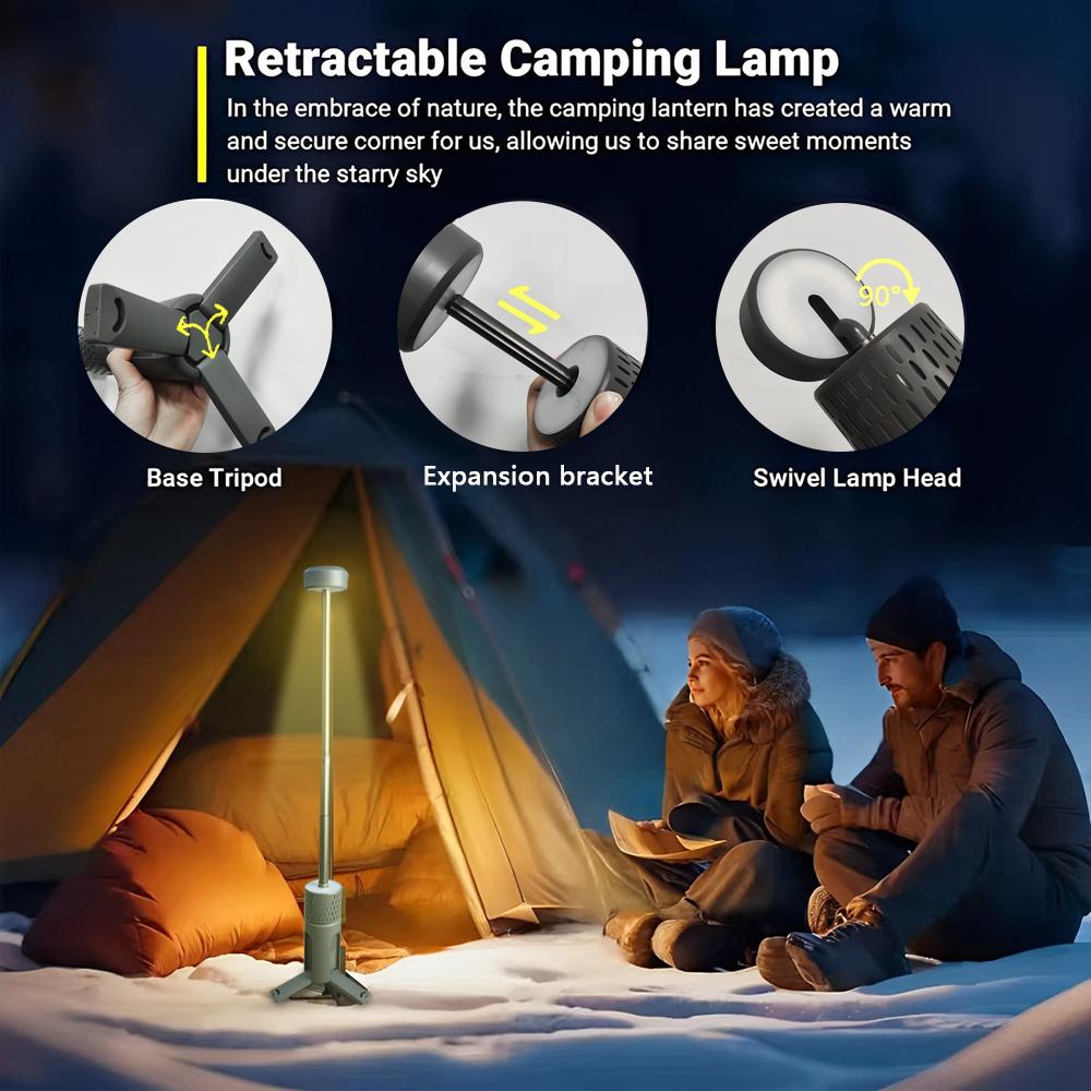 Upgraded Camping LED Telescopic Flashlight with Tripod Rechargeable Emergency Lamp Outdoor Portable orch Light Table Lamp Tent