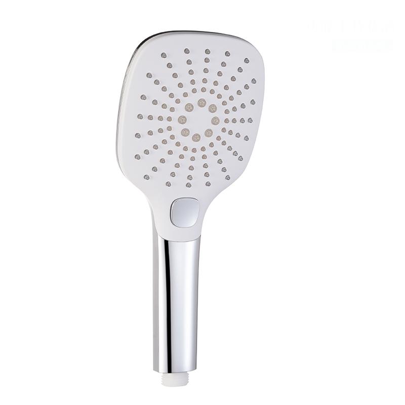 Push Button Adjustable 3 Functions Handheld ABS Plastic Shower Head with Chrome Finish for Hotel Use