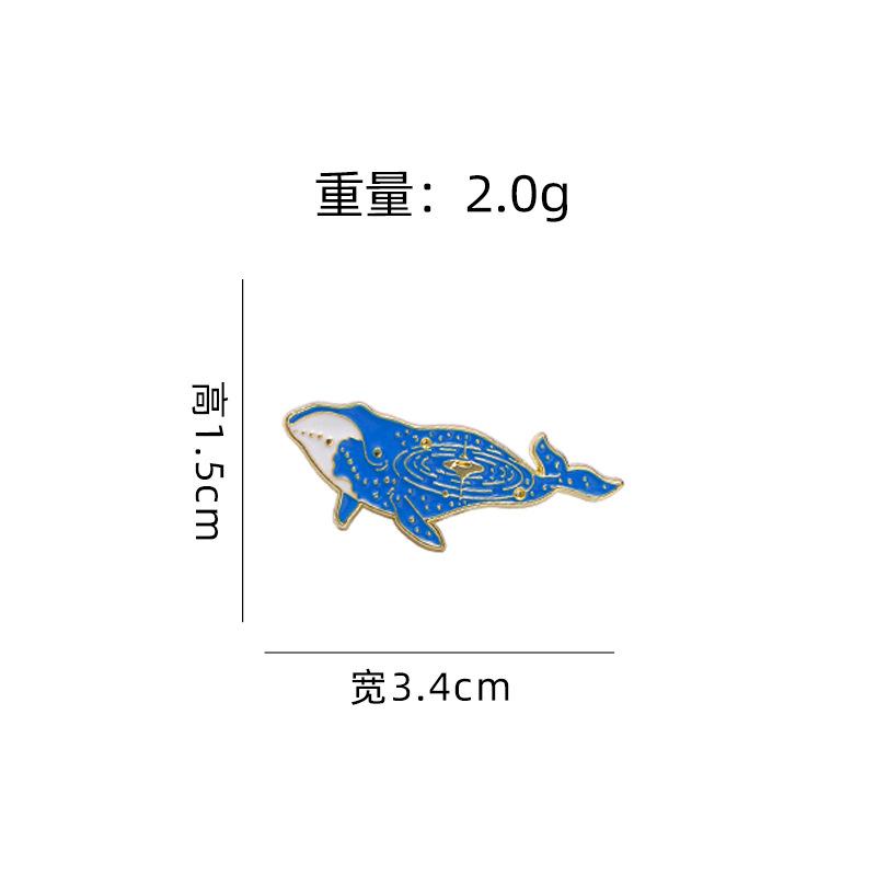 Cartoon Starry Sky Blue Whale Kun Shape Brooch Alloy Baked Paint Badge Waist Fixed Anti Exposure Decoration For Backpack Clothing