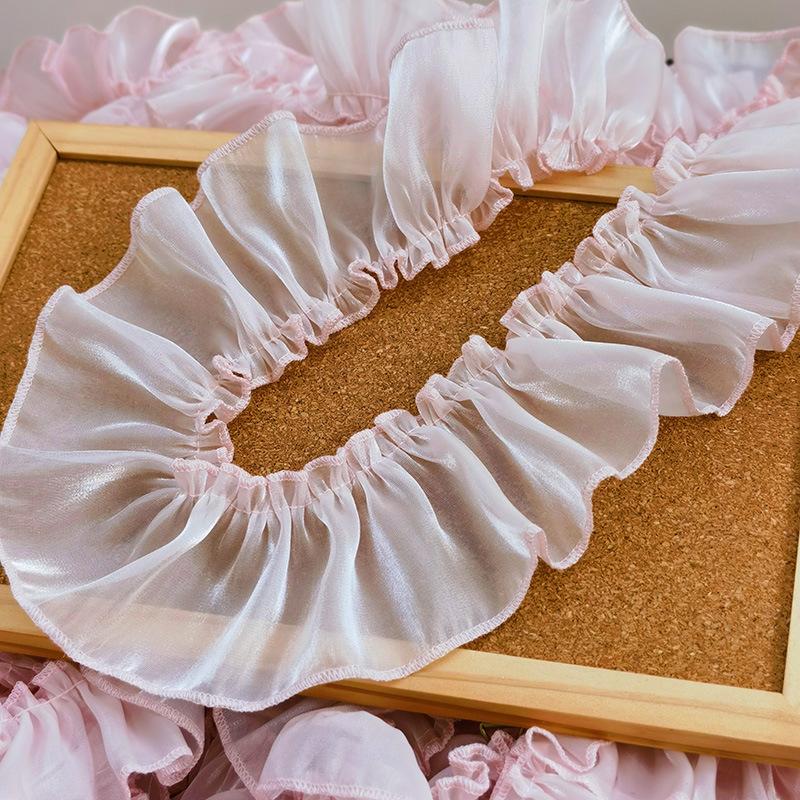 5M Satin Pleated Ribbon Trim Lace Fabric Ruffle Cuffs Cake Skirt Decorative Collar Tulle Frill Ribbon Dress Clothing Diy Crafts