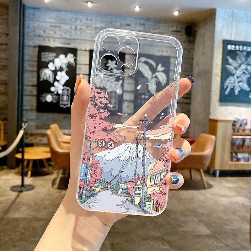 Чехол для телефона с пейзажем из японского аниме для Xiaomi Redmi Note 13 12 Pro 12S 13C 12C 10C A2 A1 Plus A3 Ударопрочный Мягкий Прозрачный ТПУ Чехол