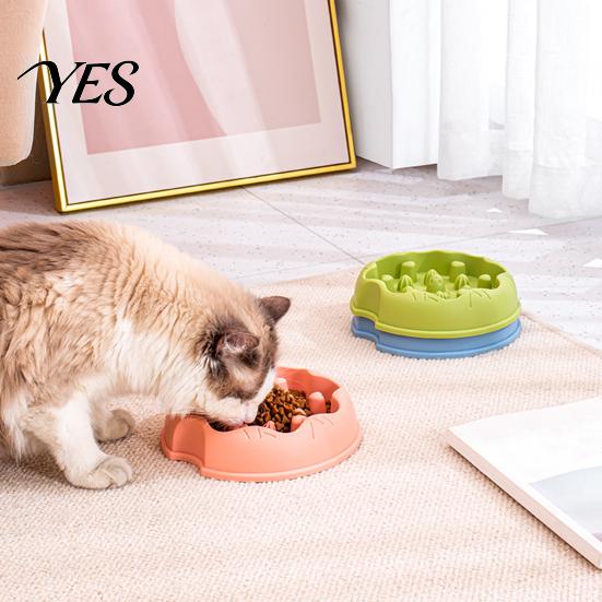 Pet Slow Feeder Dog Bowl, Cat Eating Anti-Slip Feed Dish Bottom Dish, Reduces Choking Vomiting for Cats Dogs Food-grade Bowl