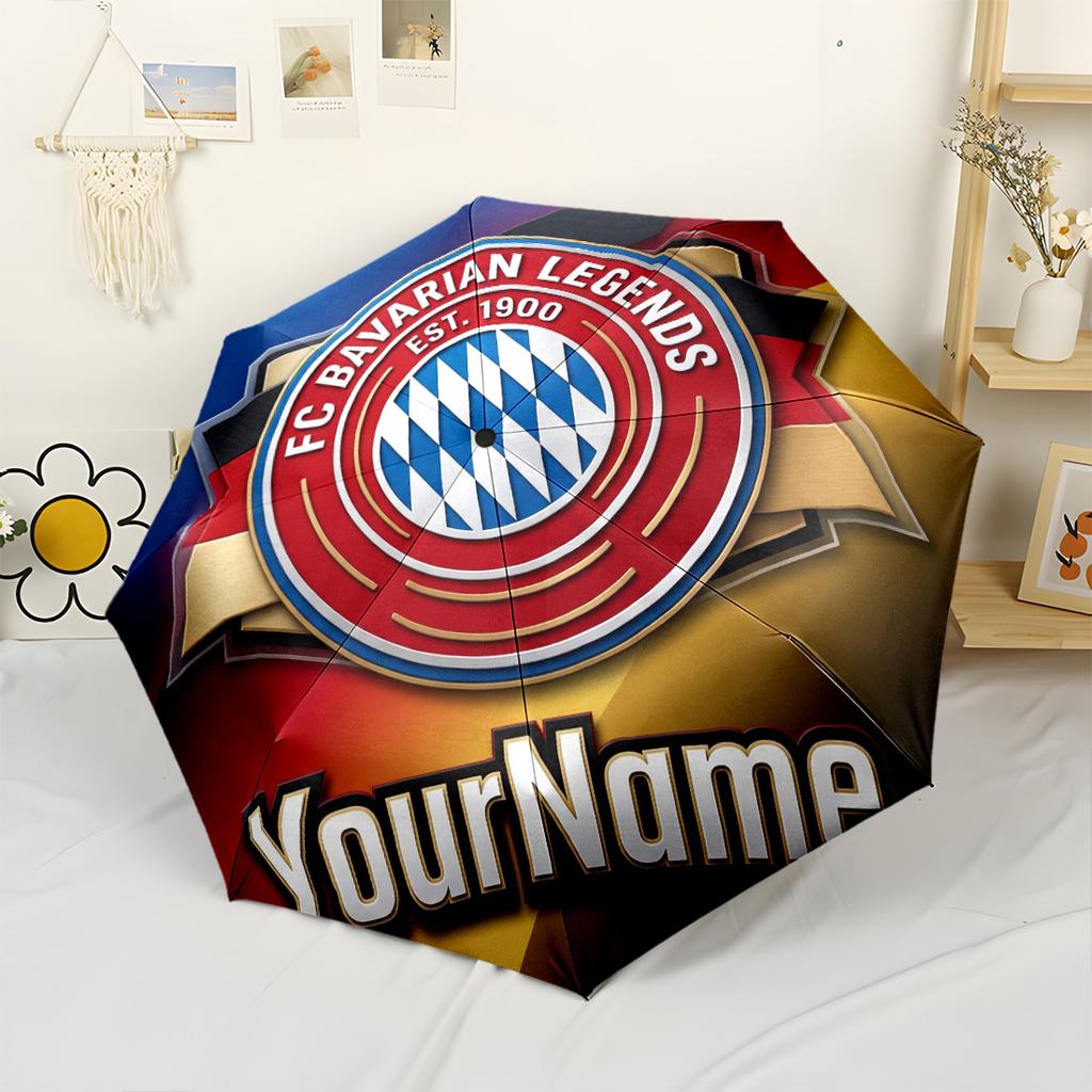 Fc Bayern München Customize Your Name Umbrella Portable Automatic Umbrella Retractable Design with 8-Rib Durability Sturdy Construction