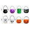 6PCS Set 6cm Size Halloween Pumpkin Jar With Lid Mini Basket Pumpkin Bucket Triangular Eyes Trick Or Treat Buckets Candy Holder