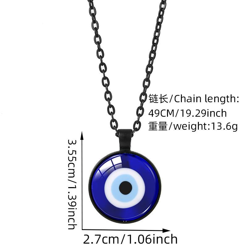 1Pc Blue Turkish Eye Time Gem Alloy Necklace, Black Chain Niche Unisex Clavicle Chain