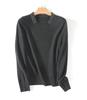 Small Lapel Fine Wool Knitted Pullover Sweater for Women - 2025 Autumn/Winter Collection, Solid Color, Loose Fit, Base Layer