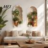 Modern Minimalist Room Accents 2Pcs 3D Tropical Plant Wall Sticker for Home Decor, Arched Niche Window Decal, Non Fading Murals Bathroom Realistic PVC