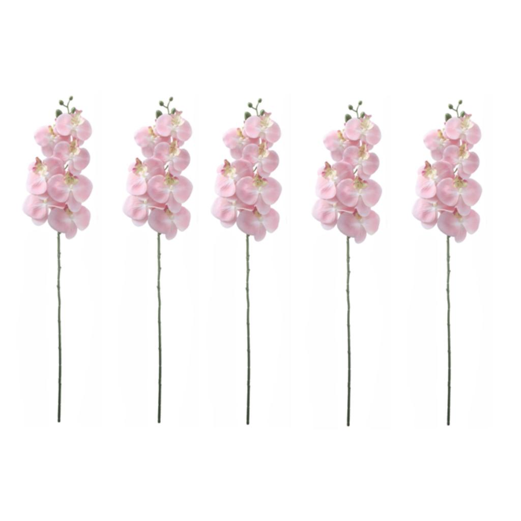 Набор из 5 искусственных стеблей орхидеи фаленопсис, реалистичные шелковые цветы для элегантного украшения центра стола дома
