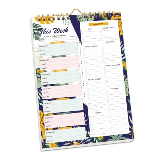 52-недельный отрывной блокнот для планирования питания, на спирали, с отрывным списком покупок, недатированный блокнот для планирования меню для кухни