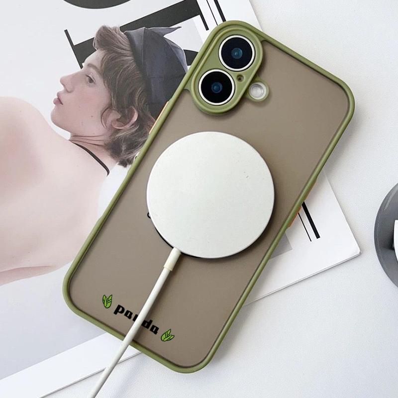 Магнитный чехол с рисунком спящей панды для iPhone 16 Pro 15 14 Plus 13 12 Pro Max 11, ударопрочный, прозрачный, с мягкими краями, акриловый, жесткий, защитный чехол для линз