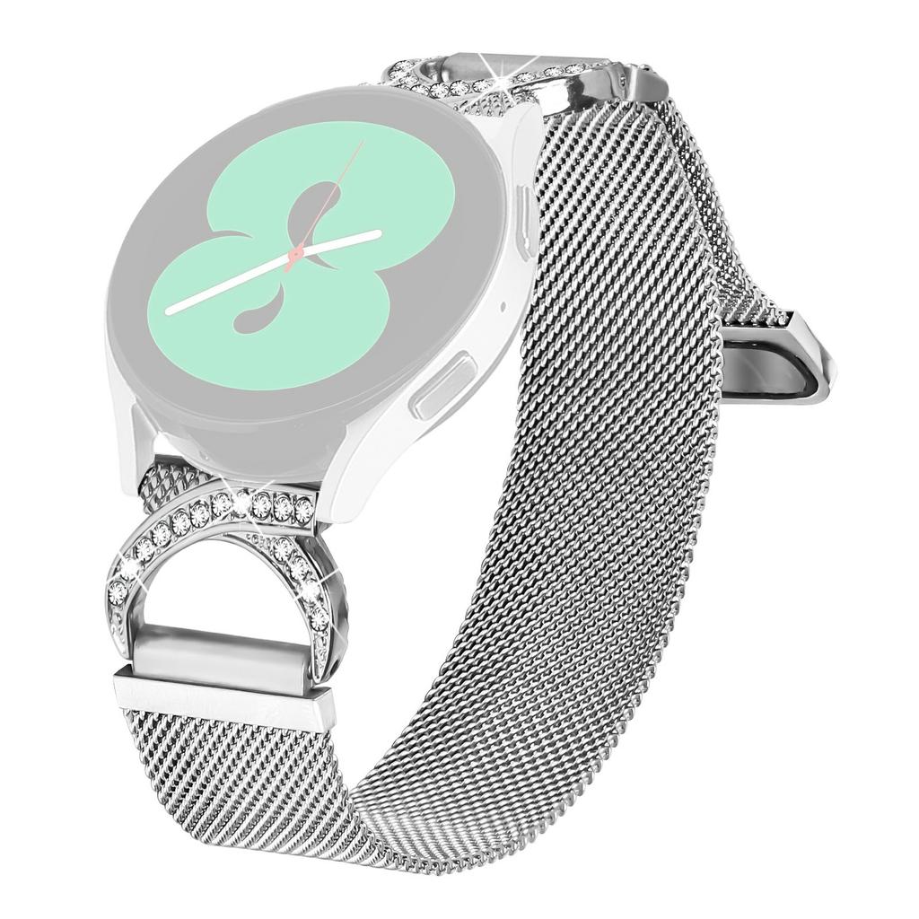 Watch Band for Huawei Watch GT 3 Pro 43mm Milanese Silver Metal Strap Rhinestone Decor
