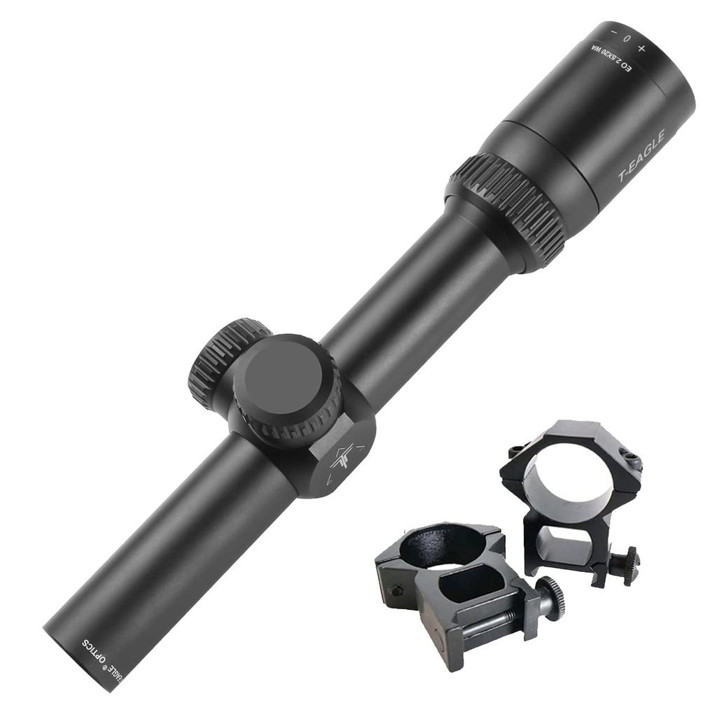 T-EAGLE 2.5x20 Short Scope Rifle Scope Mildot Scope with 20mm High Mount Ring