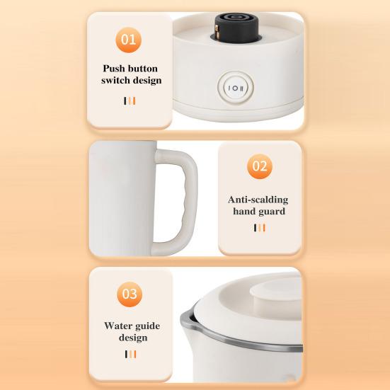 800ml Collapsible Travel Electric Kettle BPA-Free Auto Shut-off Foldable Design Portable 600W Water Boiler Small Kettle