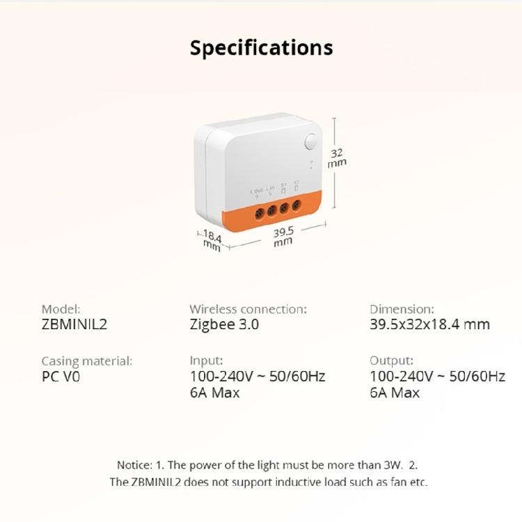 ZBMINI Extreme L2 Zigbee DIY Переключатель Без Нейтрального Провода Двухстороннее Управление