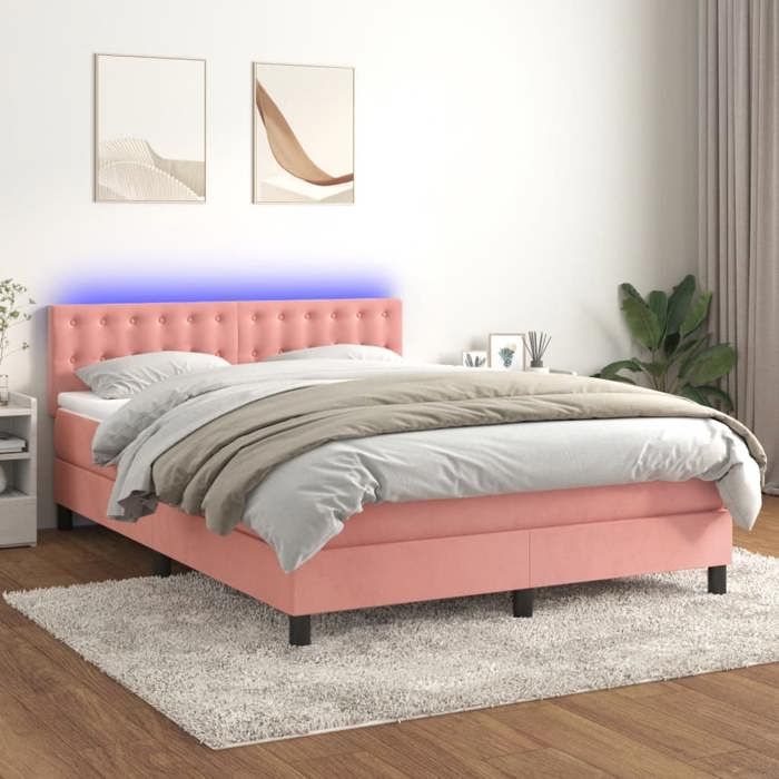 Maison Exclusive - Sommier à lattes de lit avec matelas et LED Rose 140x200 cm