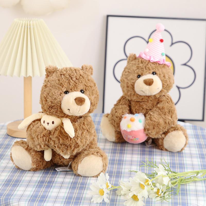 Cartoon Birthday Cake Teddy Bear Doll Bear Doll Children Plush Toy Birthday Gift Hug Bear
