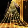 9X3M Outdoor Christmas Star String Light 288LED Lighted Waterfall Tree Hanging Garland Light with Topper Star Fairy Light