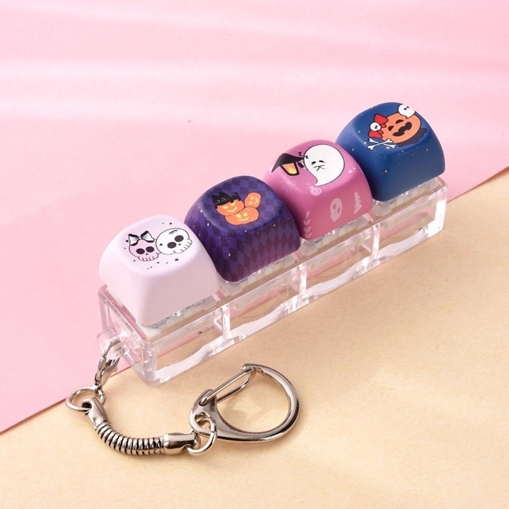 Halloween Pattern Halloween Fidget Pressing Keychain 4 Keys Keyboard Fidget Daily Use