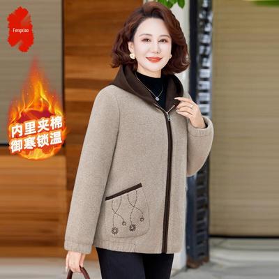 Фэнсяо 2025 Свободная куртка с капюшоном для женщин среднего возраста