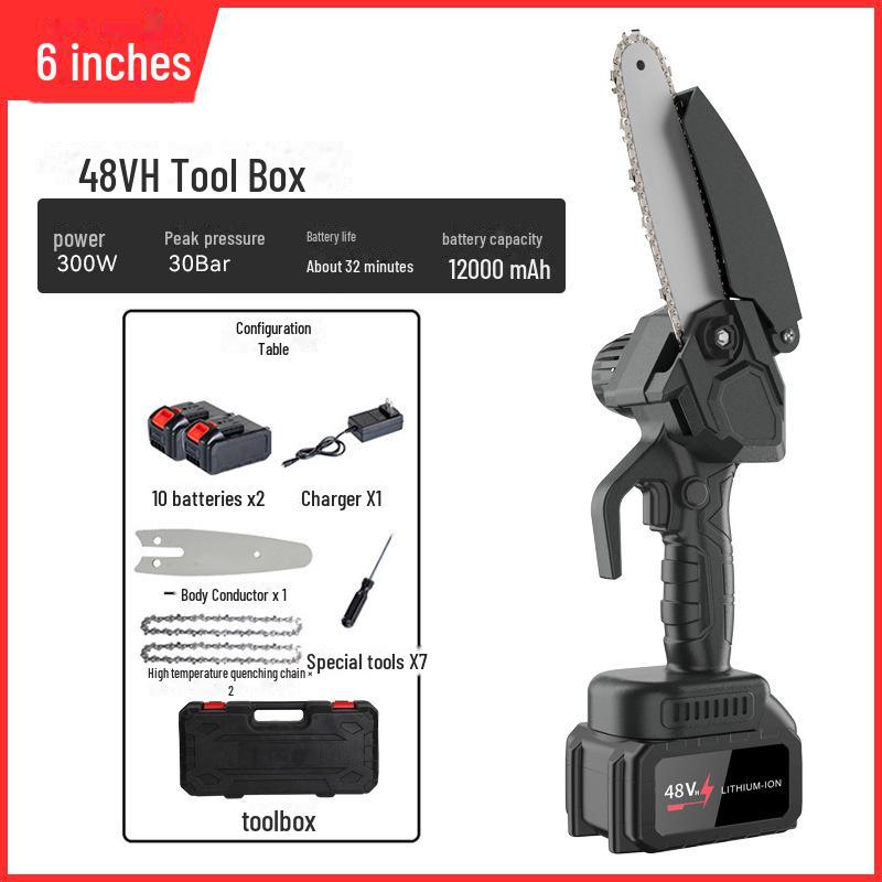 Аккумуляторная мини-электрическая пила для деревообработки — литиевая, для работы одной рукой, беспроводная, для домашнего хозяйства и лесозаготовок на открытом воздухе.