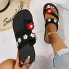 Fashion Women' S Flowers Pearl Decor Toe-Clip Slippers Lightweight Wedge Comfortable Female Slipper Beach Non-Slip Platform Slides Mujer