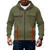 Men's Fashionable Solid Color Long Sleeve Hooded Loose Sweatshirt Sports Multi Pocket Sweatshirt Jacket
