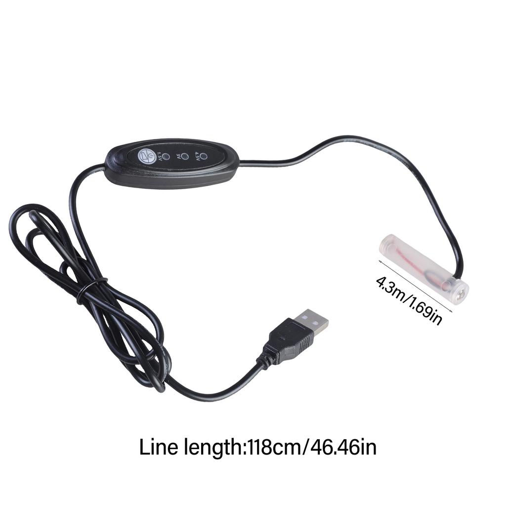 118cm Virtual Battery Elimination Cord USB Power Cable Replace 1pc to 3pcs 1.5V LR03 3A Batteries for Fan Toy Tool