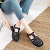 Модные женские сандалии Черная обувь для женщин 2025 Лето Женские каблуки Дышащие Бежевые Низкие Ретро Женские Плоские Гладиаторы Женская обувь