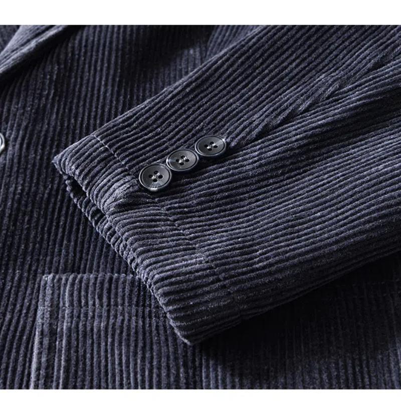 Осеннее и зимнее теплое пальто, мужские пригородные британские костюмы и блейзеры, вельветовая флисовая куртка, однотонные утепленные куртки в простом стиле