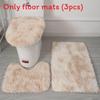 Non Dye Tie Slip Mat Fluffy Plush Bathroom Toilet Seat Cover Carpet 3 Set Piece