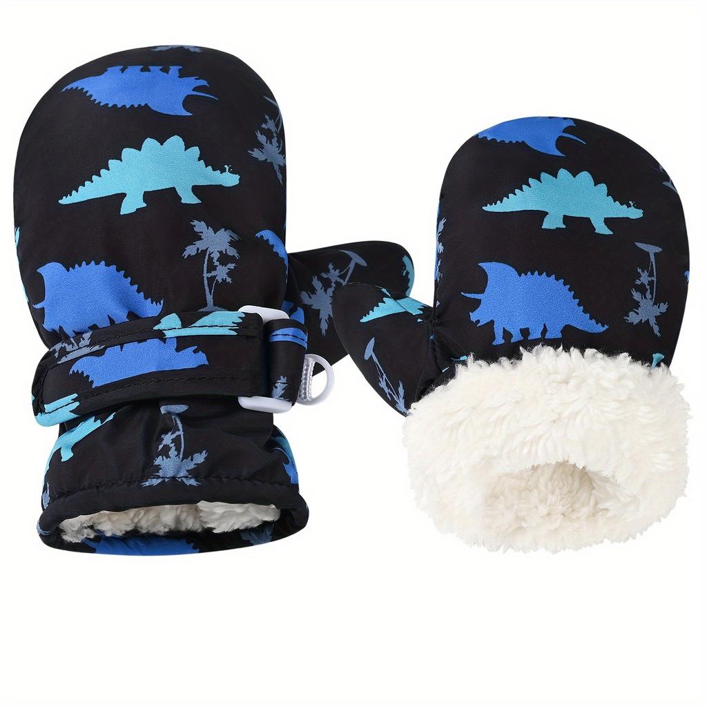 1 пара детских варежек, зимние уличные быстросохнущие перчатки для мальчиков и девочек, легко надеваемые бархатные теплые варежки для детей