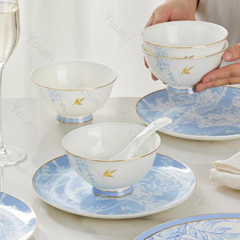 Легкие роскошные круглые керамические тарелки, элитная ресторанная тарелка для стейков, изысканные блюда, обеденная тарелка, изысканная домашняя посуда