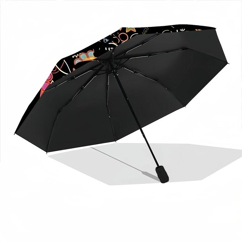 1pc Butterfly Print Automatic Folding Umbrella Durable Iron Frame,All Seasons Home Travel Outdoor Multifunctional Umbrella yy251115096