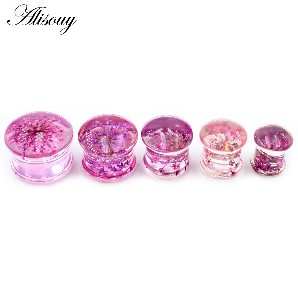 Alisouy 2 шт. прозрачный акриловый цветок лист одуванчик снежинка ушные манометры туннельная пробка носилки расширитель пирсинг украшения для тела