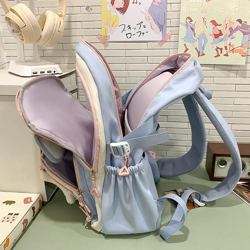 Студенческий рюкзак в стиле колледжа, цветной блок, для девочки, многокарманный, большой вместимости