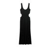 Spring New Elegant Sexy round Neck Wide Shoulder Strap Silm Hip Knitwear Hollow Dress 4174344