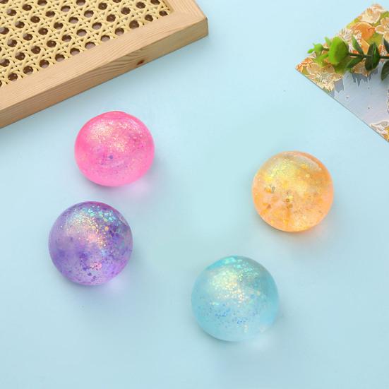 1/4Pcs Glitter Stress Relief Ball Toy Transparent Multicolor Squeeze Sugar Ball Portable Travel Home Office Anxiety Relieving Fidget Ball