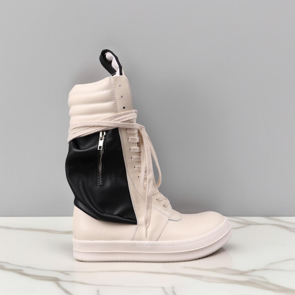 Мужские высокие кроссовки на шнуровке Женские повседневные ботинки из натуральной кожи Черно-розовые Роскошные дизайнерские кроссовки для осени