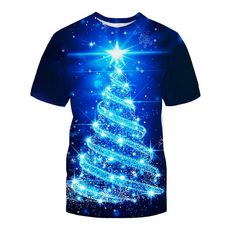 3D Print Hip Hop Santa Claus T-Shirt Men's And Women's Christmas Carnival Trend Happy New Year round Neck Short Sleeve Top